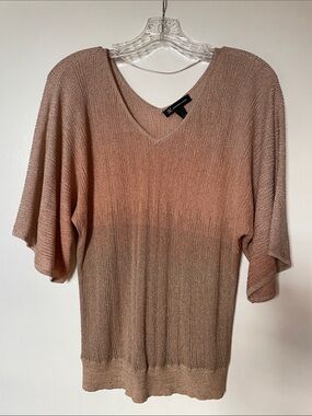INC International Concepts Rose Gold Metallic V-Neck Top